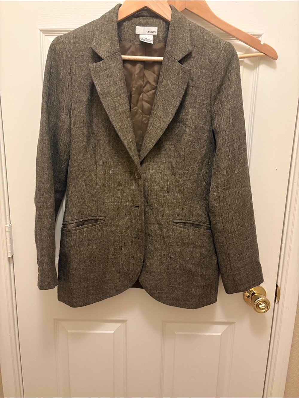 Hennes Women's Olive-Brown Tweed Blazer A089